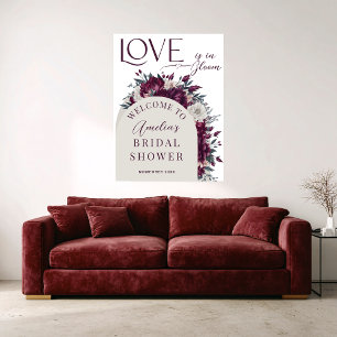 Affiche Fleurs Bourgogne Cream Love in Bloom Bienvenue