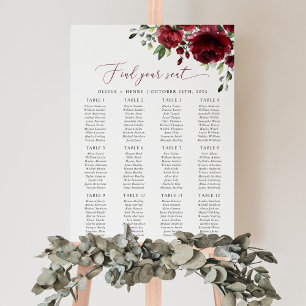 Affiche Fleurs Bourgognes, Fleurs Rouges, Boho, Carte de s