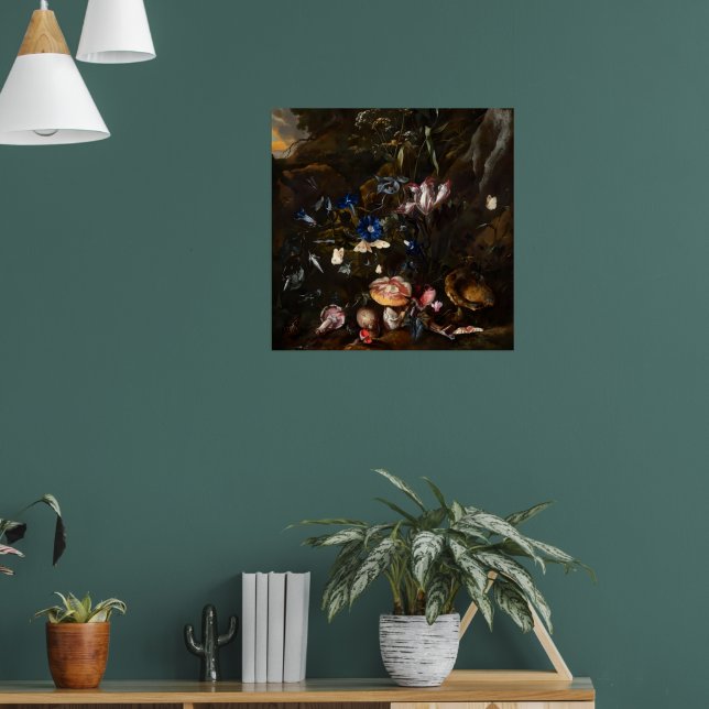 Affiche Fleurs champignons papillons grenouille & Serpent (Salon 1)
