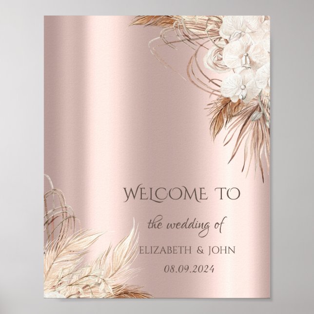 Affiche Fleurs Chic Boho Or Rose (Devant)
