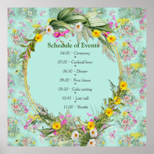 Affiche Fleurs classiques de la prairie rétro