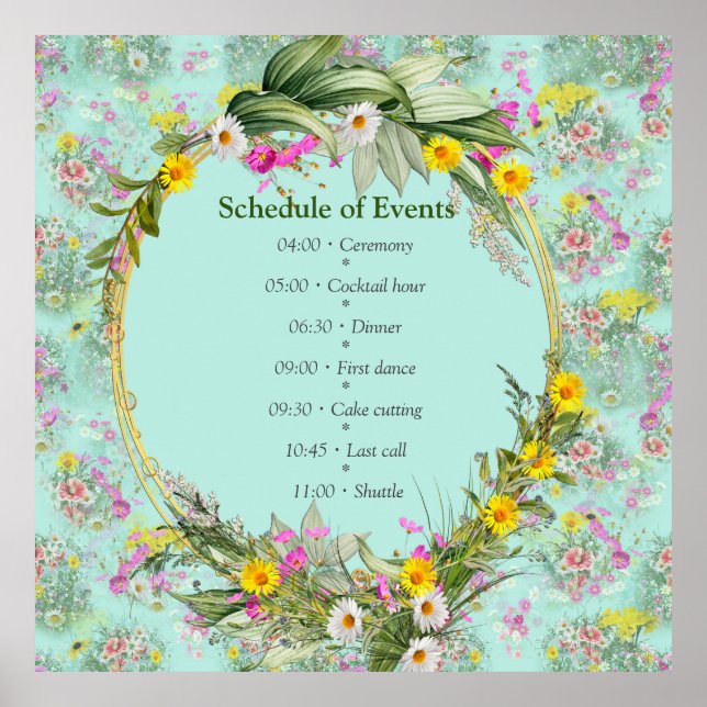 Affiche Fleurs classiques de la prairie rétro (Devant)