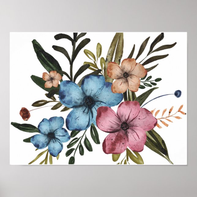 Affiche Fleurs colorées (Devant)