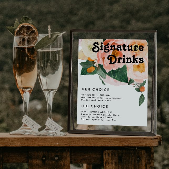 Affiche Fleurs Colorées Audacieuses | Panneau de Boissons  (Créateur téléchargé)