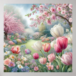 Affiche Fleurs colorées dans des couleurs pastel doux aqua