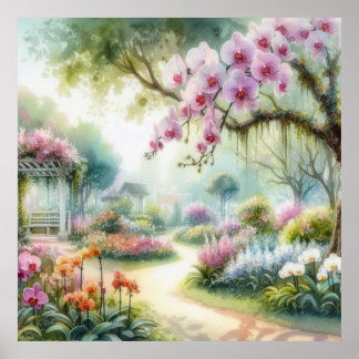 Affiche Fleurs colorées dans des couleurs pastel doux aqua
