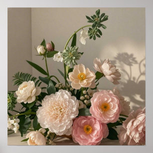 Affiche Fleurs colorées élégantes inspirées de l'ancien