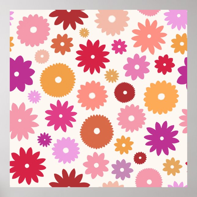 Affiche Fleurs Colorées Grand Motif (Devant)