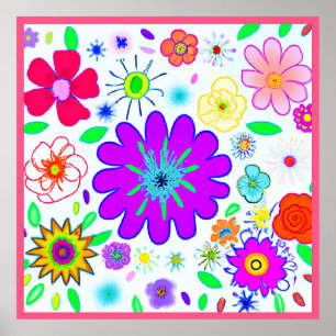 Affiche Fleurs colorées Motif