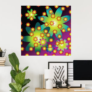 Affiche Fleurs colorées rétro