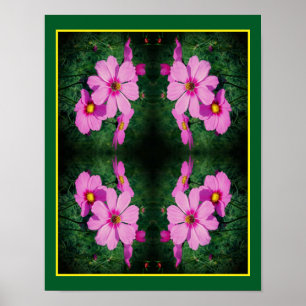 Affiche Fleurs Cosmos rose miroir Abstrait