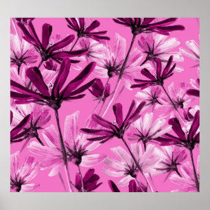 Affiche Fleurs Cosmos Vintage Motif sans couture