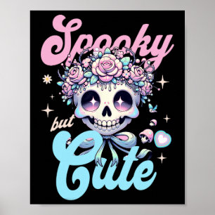 Affiche Fleurs Crânes éffrayantes Mais Mignonnes Halloween