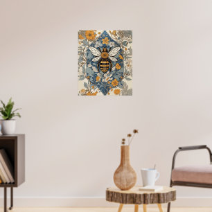 Affiche Fleurs d'abeilles vintages et sauvages