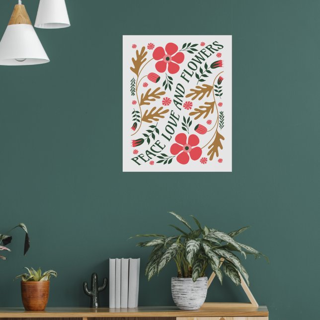 Affiche Fleurs d'amour et de paix Floral Rétro (Salon 1)