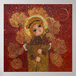 Affiche fleurs d'ange rouge