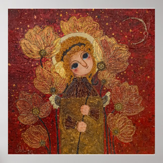 Affiche fleurs d'ange rouge