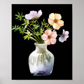 Affiche Fleurs dans l'aquarelle Vase Imprimer