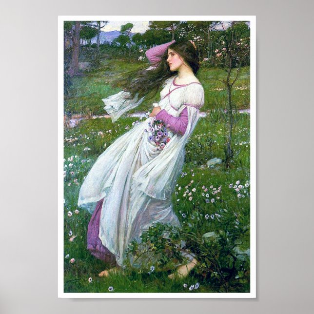 Affiche Fleurs dans le vent, John William Waterhouse (Devant)