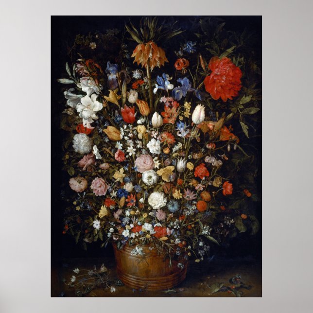 Affiche Fleurs dans un bateau en bois (Devant)