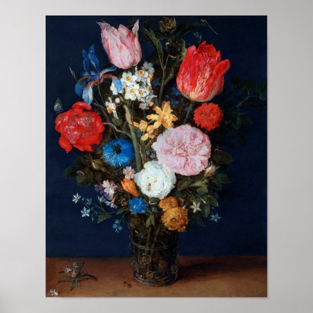 Affiche Fleurs dans un navire en verre, Jan Brueghel l'Anc (Devant)