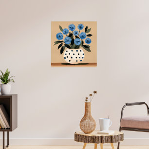 Affiche Fleurs dans un vase à pois