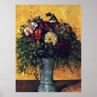 Affiche Fleurs dans un vase bleu - Paul Cezanne - c1877