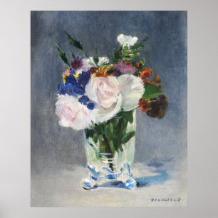 Affiche Fleurs dans un vase de cristal (c.1882) Edouard Ma