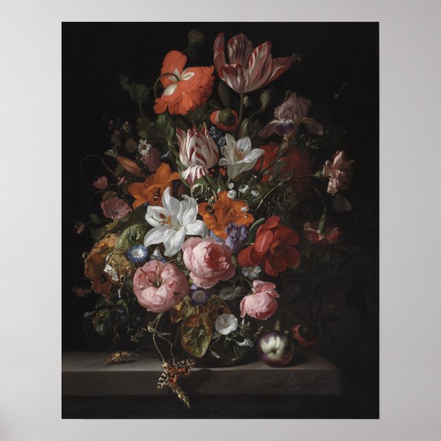 Affiche Fleurs dans un vase en verre, 1704 (Devant)