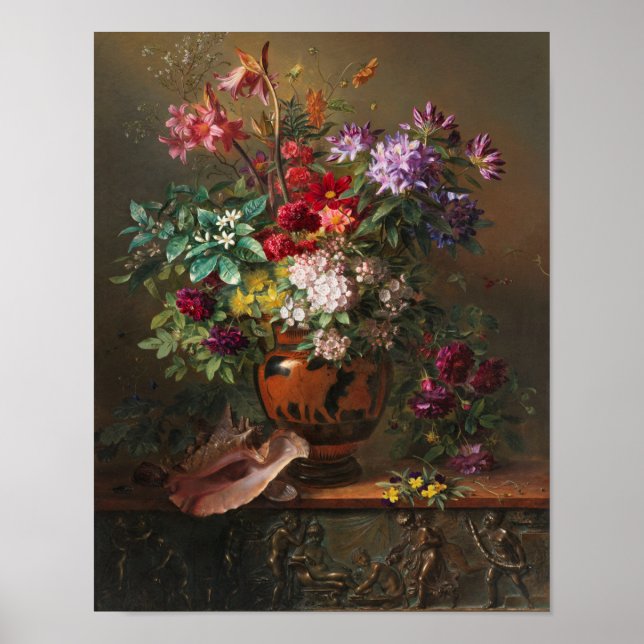 Affiche Fleurs dans un vase grec par J.J. van Os (Devant)