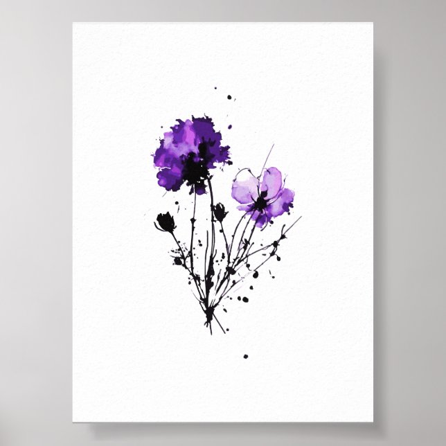 Affiche Fleurs d'aquarelle Abstraites (Devant)