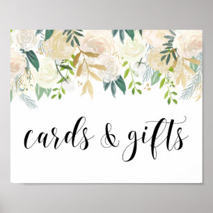 Affiche Fleurs d'aquarelle avec cartes et cadeaux d'huile