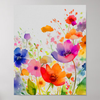 Affiche Fleurs d'aquarelle de printemps, Amant de la natur