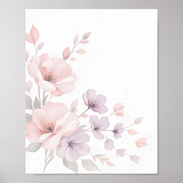 Affiche Fleurs d'aquarelle Pastel (Devant)