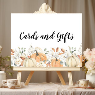 Affiche Fleurs d'aquarelle tendance et Citrouille automne