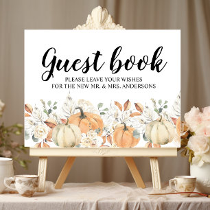 Affiche Fleurs d'aquarelle tendance et Citrouille automne