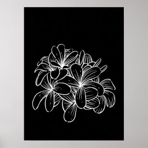 Affiche Fleurs d'art à ligne florale minimes Noir Blanc