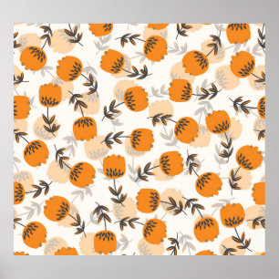 Affiche Fleurs d'art populaire style scandinave