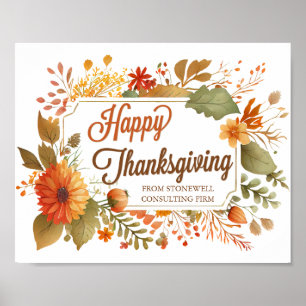 Affiche Fleurs d'automne bon thanksgiving Affaires personn