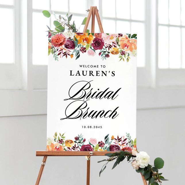 Affiche Fleurs d'automne Brunch nuptial floral Bienvenue (Créateur téléchargé)