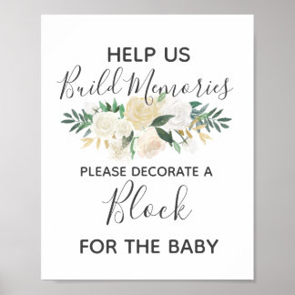 Affiche Fleurs de baby shower Construire un panneau d'acti