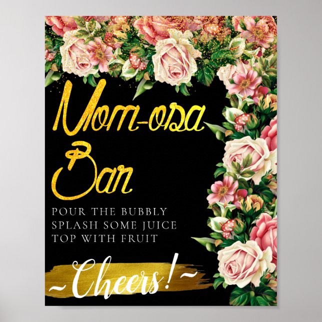 Affiche Fleurs de Bouquet Élégant Panneau de Bar Mimosa (Devant)