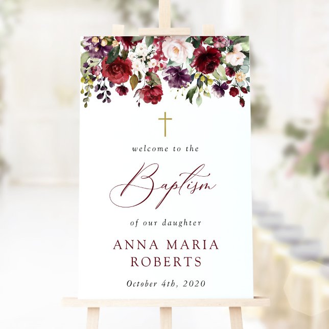 Affiche Fleurs de Bourgogne, Fleurs Roses, Bienvenue au Ba (Créateur téléchargé)
