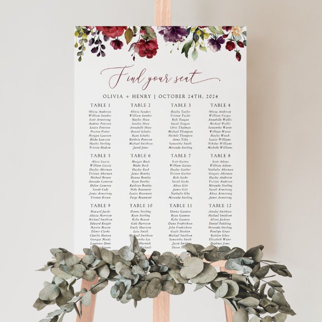 Affiche Fleurs de Bourgogne, Fleurs roses, Plan de table (Créateur téléchargé)