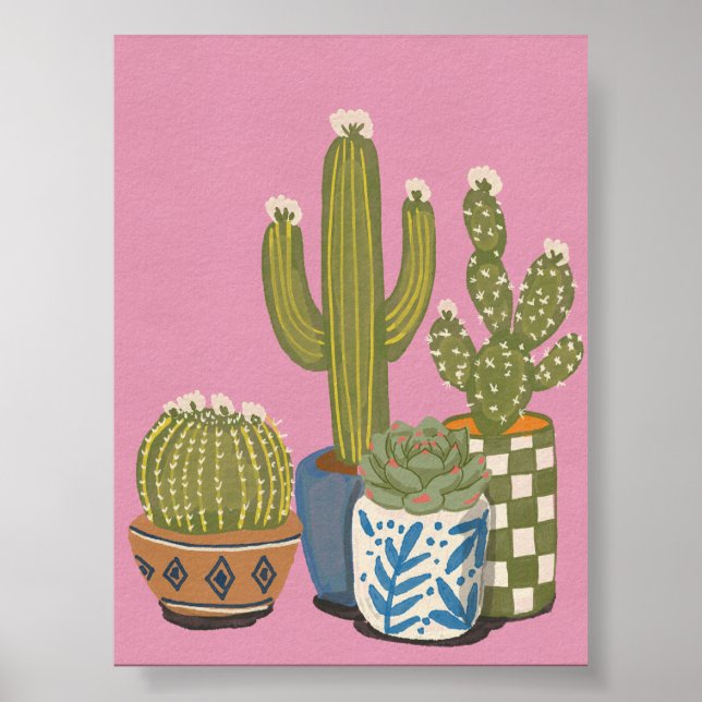 Affiche Fleurs de cactus rose (Devant)