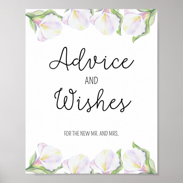 Affiche Fleurs de calla - Conseils et Vœux pour les jeunes (Devant)