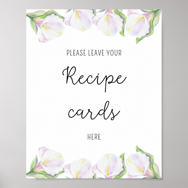 Affiche Fleurs de Calla - Votre carte de recettes ici post (Devant)