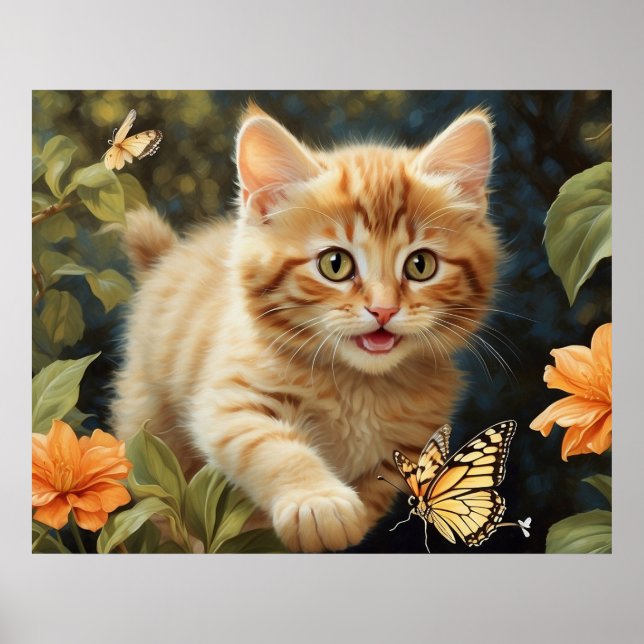 Affiche *~* Fleurs de cercueil papillon 5:4 Chat Kitten AP (Devant)