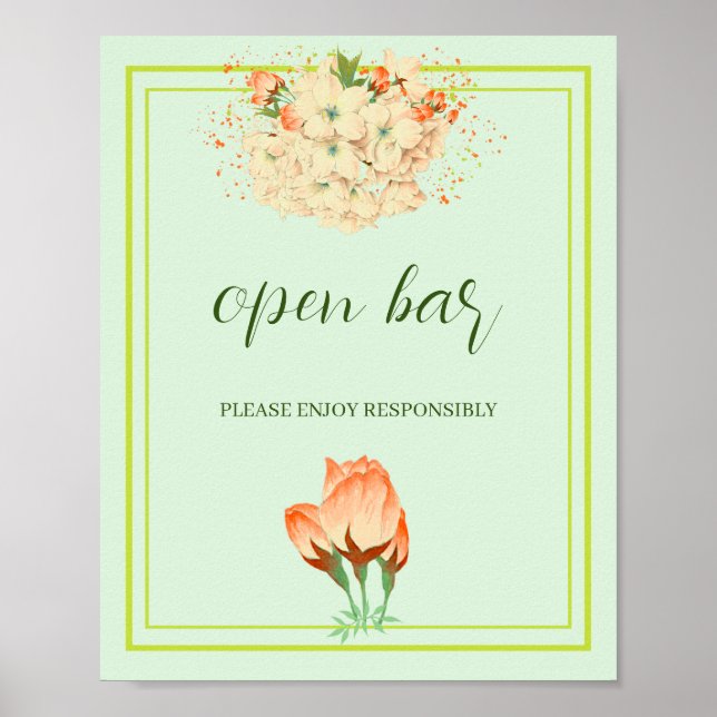 Affiche Fleurs de cerisier rose, Mariage Open Bar (Devant)