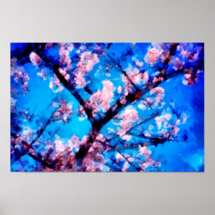 Affiche Fleurs de cerisiers   Hommage à van Gogh et Monet